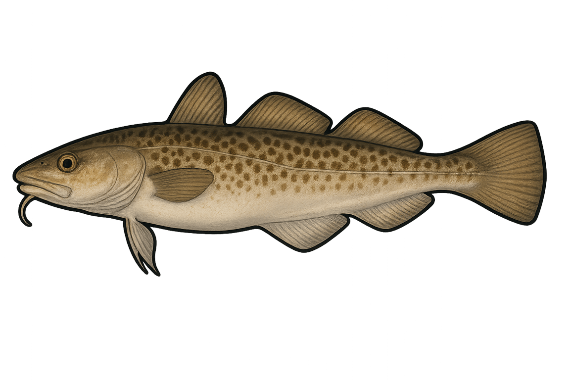 Lingue franche (Molva molva) - pez de agua dulce puede alcanzar 200 cm