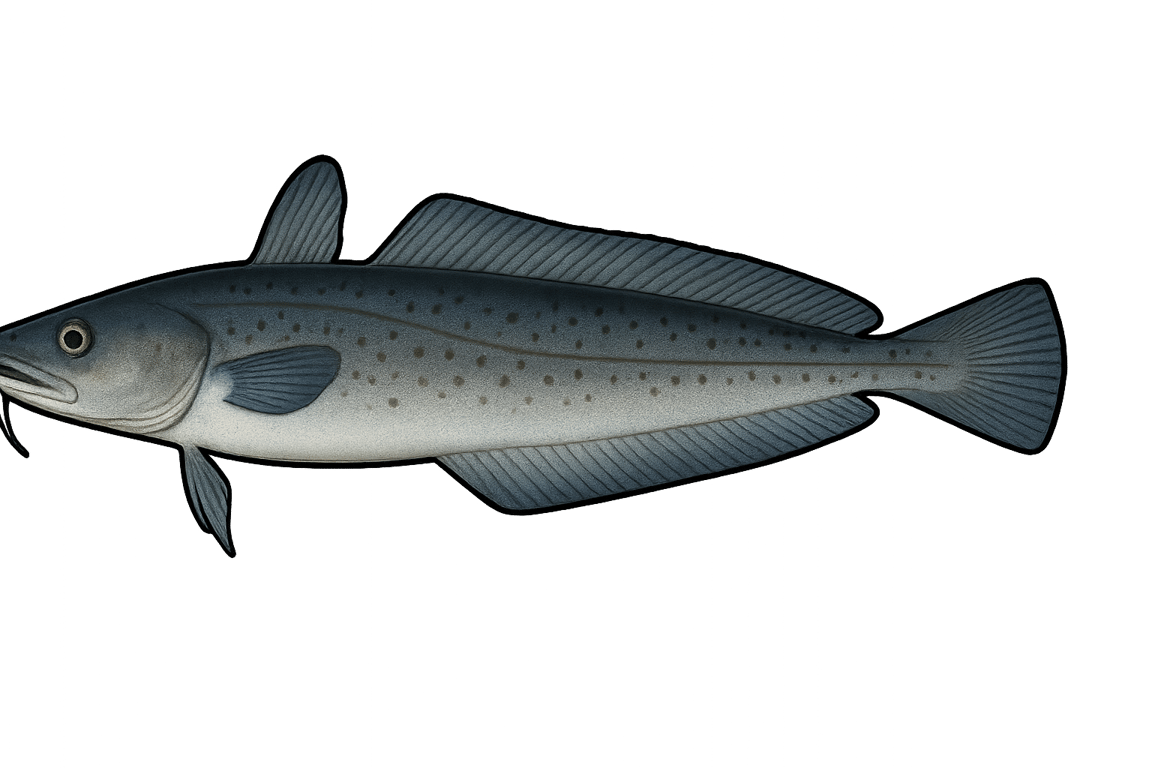 Lingue bleue (Molva dypterygia) - pez de agua dulce puede alcanzar 155 cm