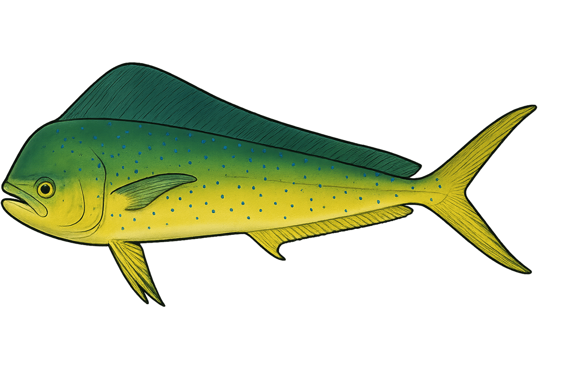 Coryphène (Coryphaena hippurus) - pez de agua dulce puede alcanzar 200 cm