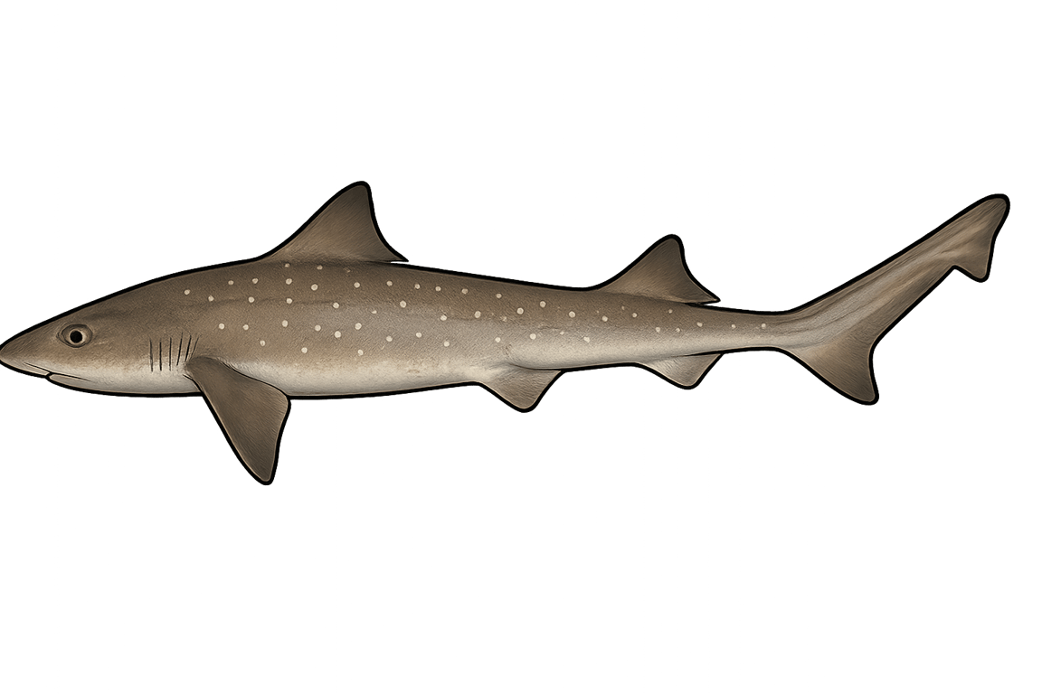 Émissole lisse (Mustelus mustelus) - pez de agua dulce puede alcanzar 150 cm