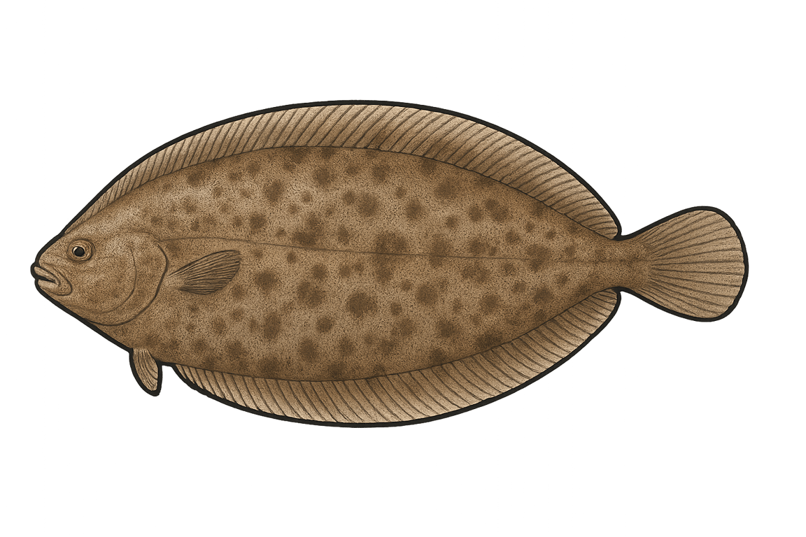 Sole commune (Solea solea) - poisson d'eau douce pouvant atteindre 60 cm