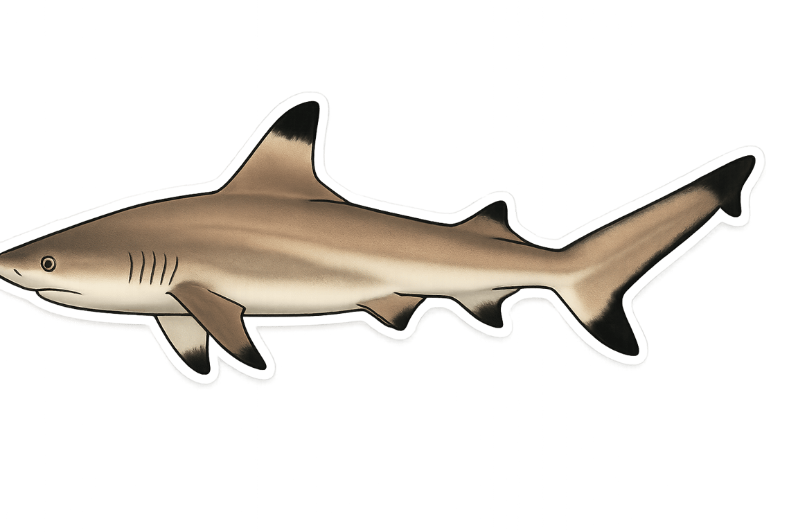 Requin pointes noires (Carcharhinus melanopterus) - poisson d'eau douce pouvant atteindre 180 cm