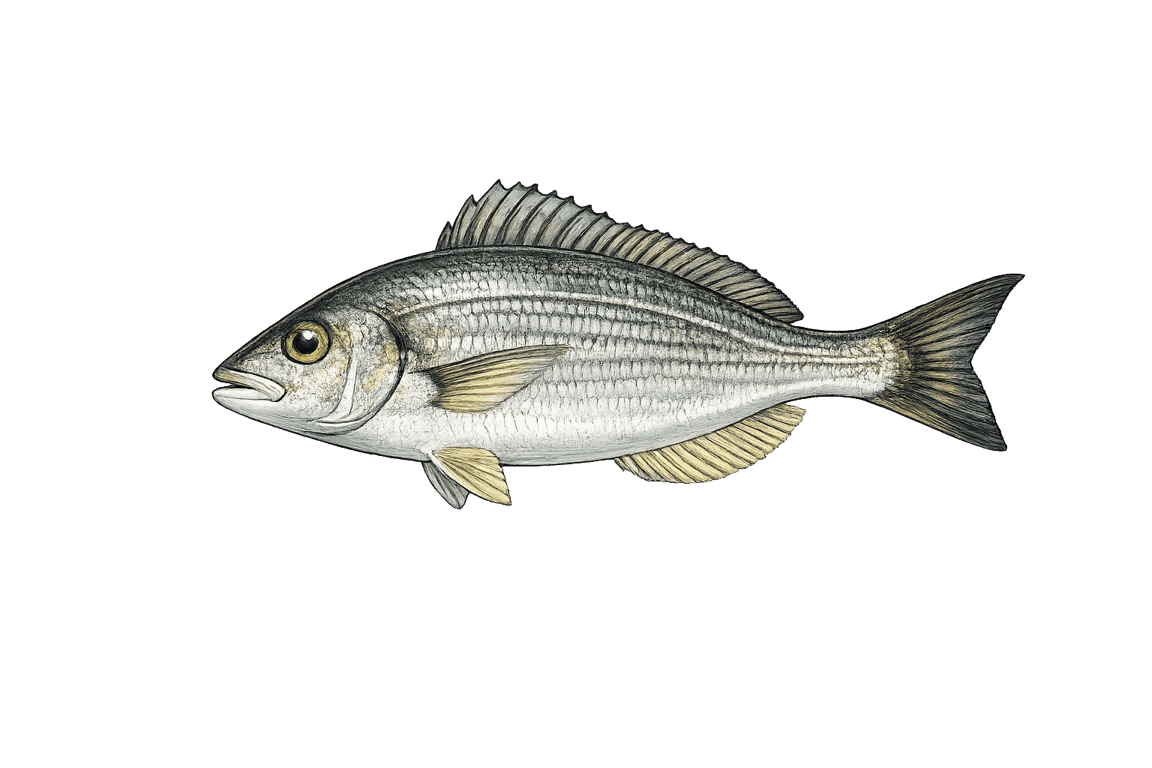 Dorade grise (Spondyliosoma cantharus) - poisson d'eau douce pouvant atteindre 60 cm