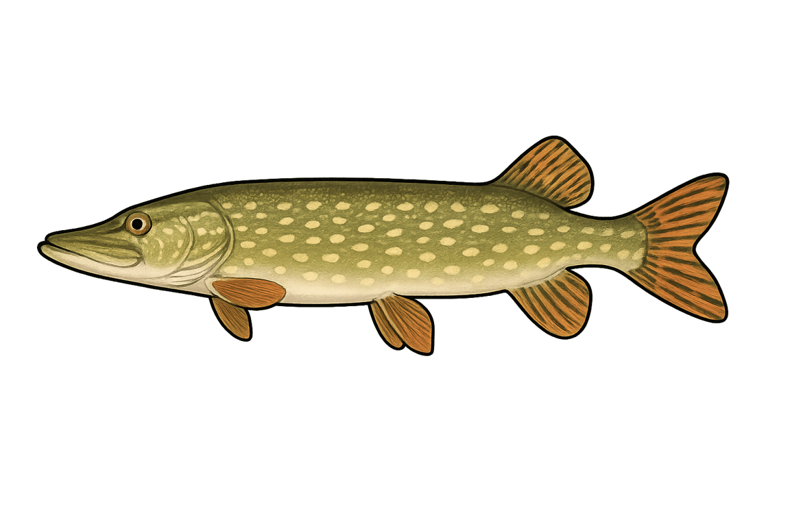 Brochet (Esox lucius) - pez de agua dulce puede alcanzar 130 cm