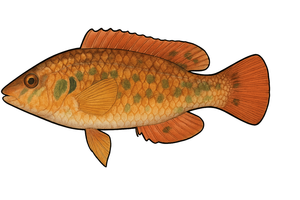 Crénilabre méditerranéen (Symphodus mediterraneus) - poisson d'eau douce pouvant atteindre 12 cm