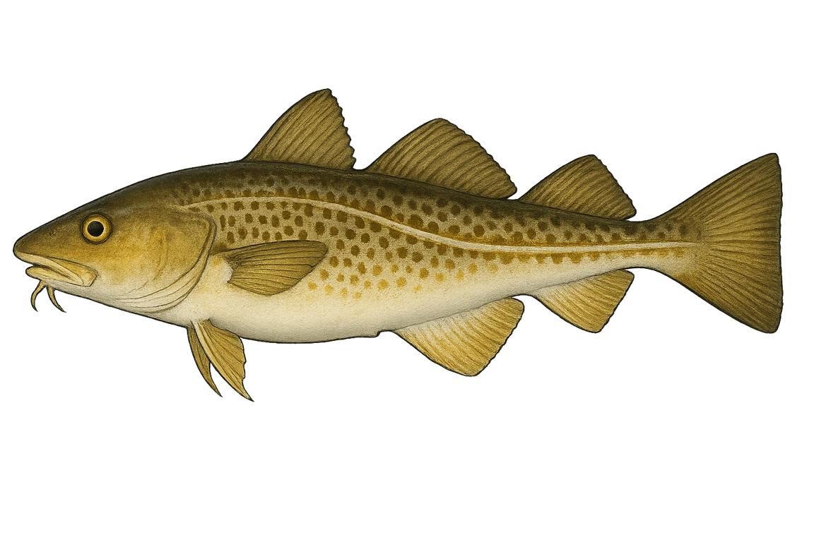 Cabillaud (Gadus morhua) - poisson d'eau douce pouvant atteindre 150 cm