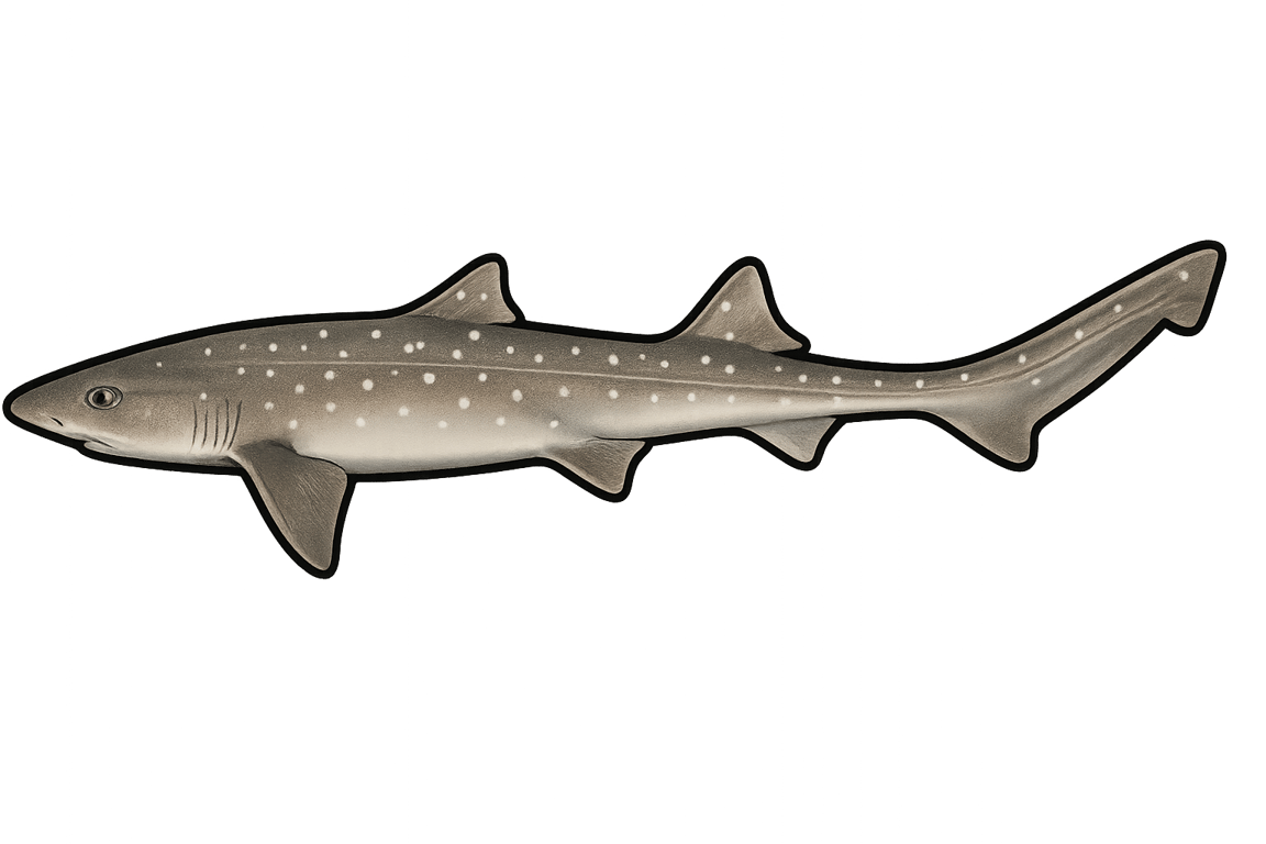 Émissole tachetée (Mustelus asterias) - poisson d'eau douce pouvant atteindre 140 cm