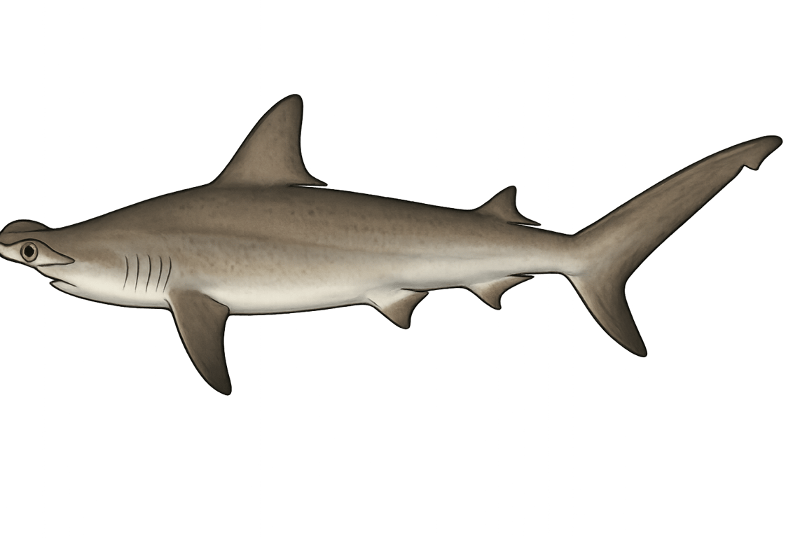 Requin-marteau commun (Sphyrna zygaena) - poisson d'eau douce pouvant atteindre 500 cm