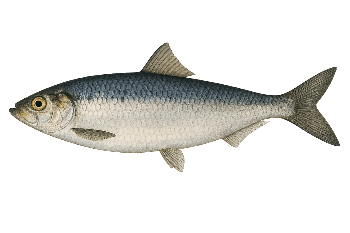 Hareng de l'Atlantique (Clupea harengus) - pez de agua dulce puede alcanzar 45 cm
