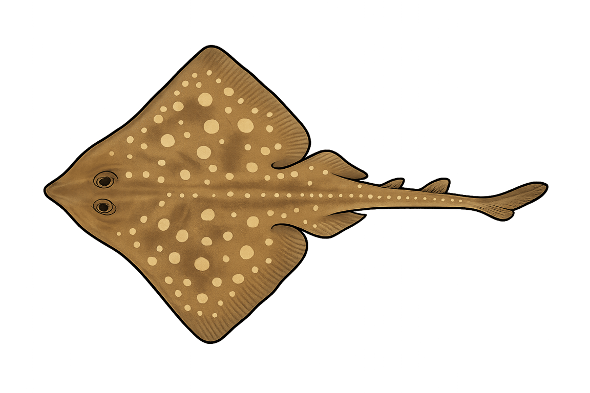 Raie fleurie (Leucoraja naevus) - poisson d'eau douce pouvant atteindre 70 cm