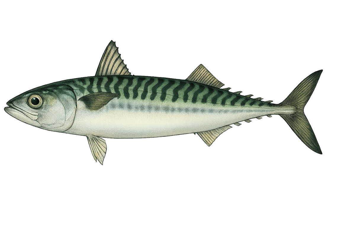 Maquereau commun (Scomber scombrus) - poisson d'eau douce pouvant atteindre 60 cm