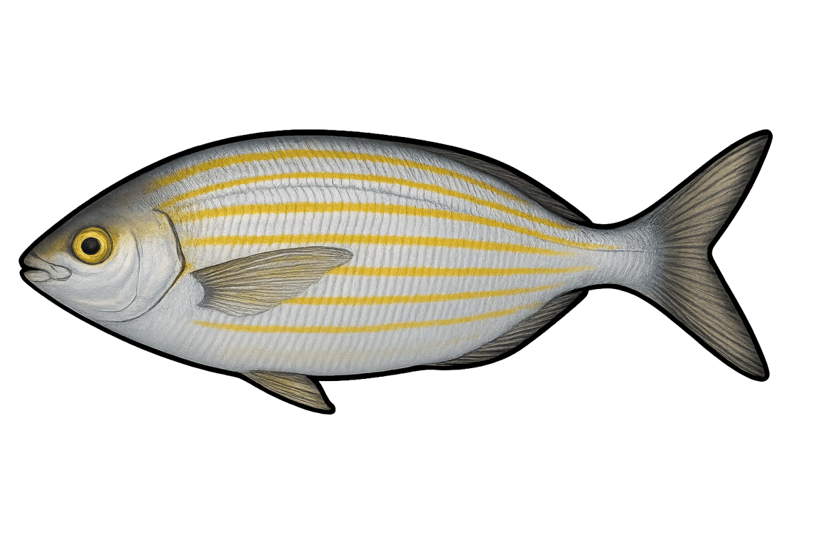 Saupe (Sarpa salpa) - poisson d'eau douce pouvant atteindre 51 cm