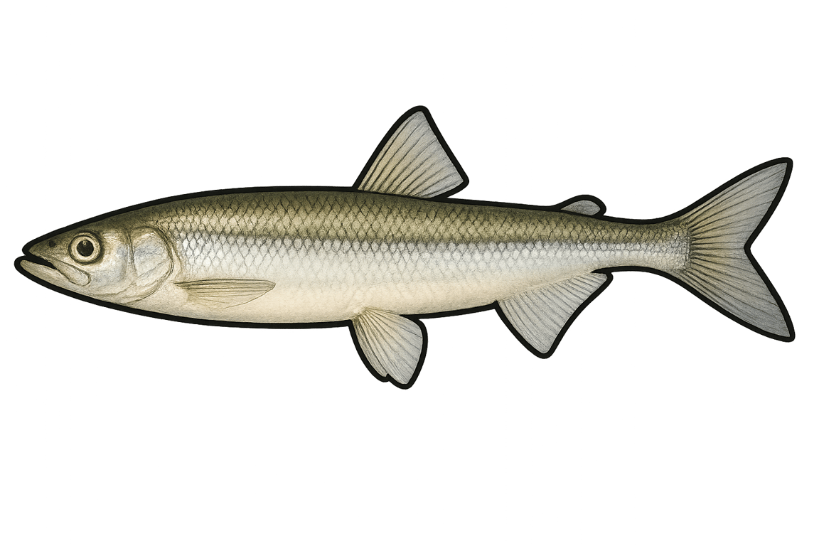 Éperlan (Osmerus eperlanus) - poisson d'eau douce pouvant atteindre 25 cm