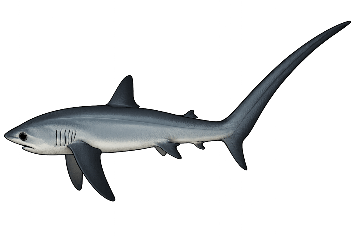 Requin renard (Alopias vulpinus) - pez de agua dulce puede alcanzar 760 cm