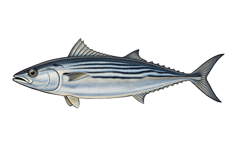 Bonite à dos rayé (Sarda sarda) - poisson d'eau douce pouvant atteindre 75 cm