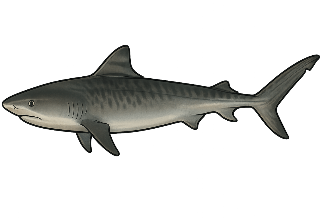 Requin tigre (Galeocerdo cuvier) - poisson d'eau douce pouvant atteindre 550 cm