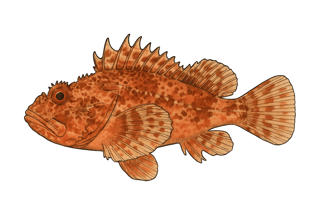 Rascasse rouge (Scorpaena scrofa) - poisson d'eau douce pouvant atteindre 50 cm