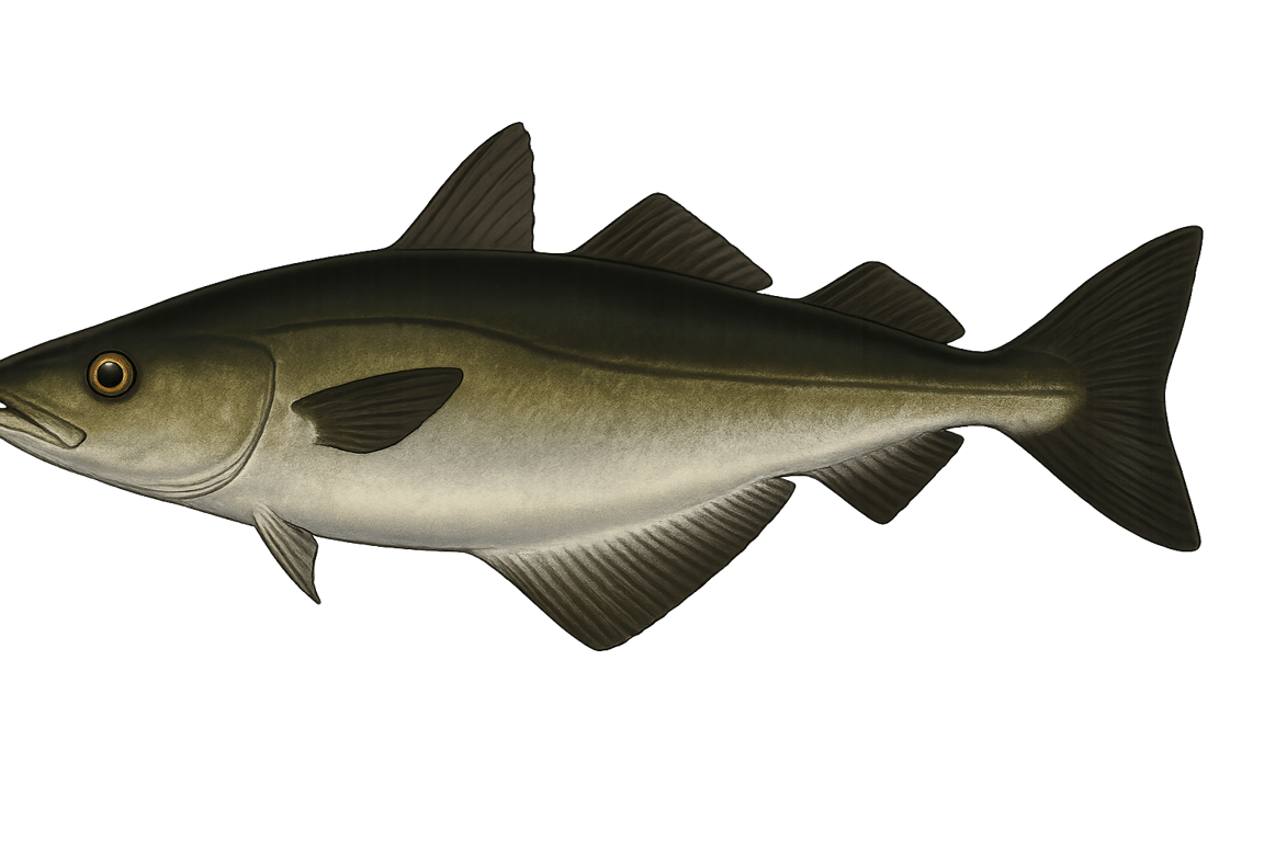 Lieu noir (Pollachius virens) - poisson d'eau douce pouvant atteindre 130 cm