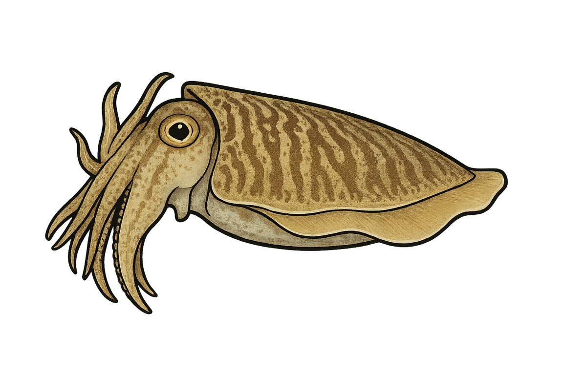 Seiche (Sepiida) - pez de agua dulce puede alcanzar 45 cm