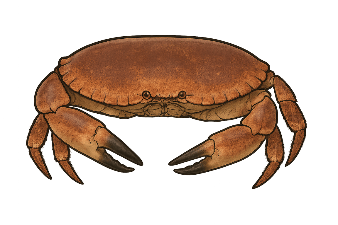 Tourteau (Cancer pagurus) - pez de agua dulce puede alcanzar 25 cm