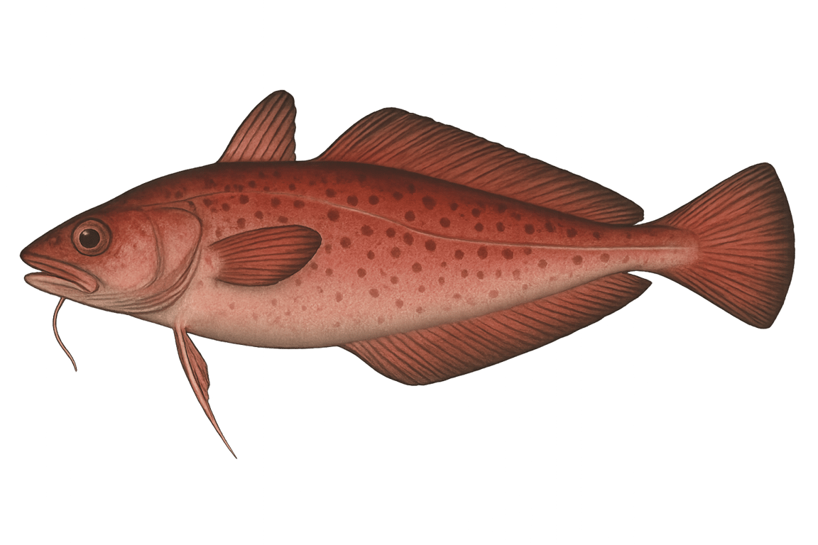 Mostelle (Phycis phycis) - pez de agua dulce puede alcanzar 50 cm