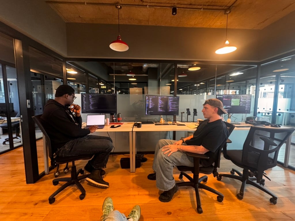 Coding in Zenning AI’s first office at Chancery Lane