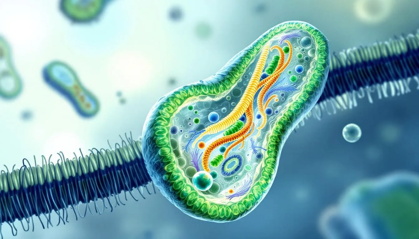 The illustration depicts mitochondria with increased activity, highlighting their critical role in energy metabolism and cellular respiration. It emphasizes mitochondrial function related to exercise capacity, showcasing processes like mitochondrial biogenesis and fatty acid oxidation, which are essential for enhancing endurance and combating metabolic diseases.