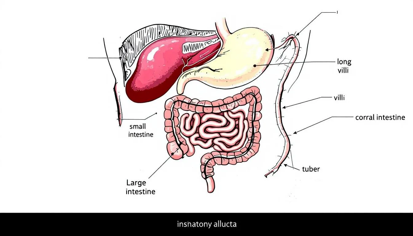 An illustration of the human digestive system, prominently featuring the stomach and intestinal tract, emphasizes the importance of gut health and the role of the gut lining in maintaining digestive health. This visual representation highlights various digestive disorders, such as inflammatory bowel disease and irritable bowel syndrome, while showcasing the intricate connections within the gastrointestinal tract.