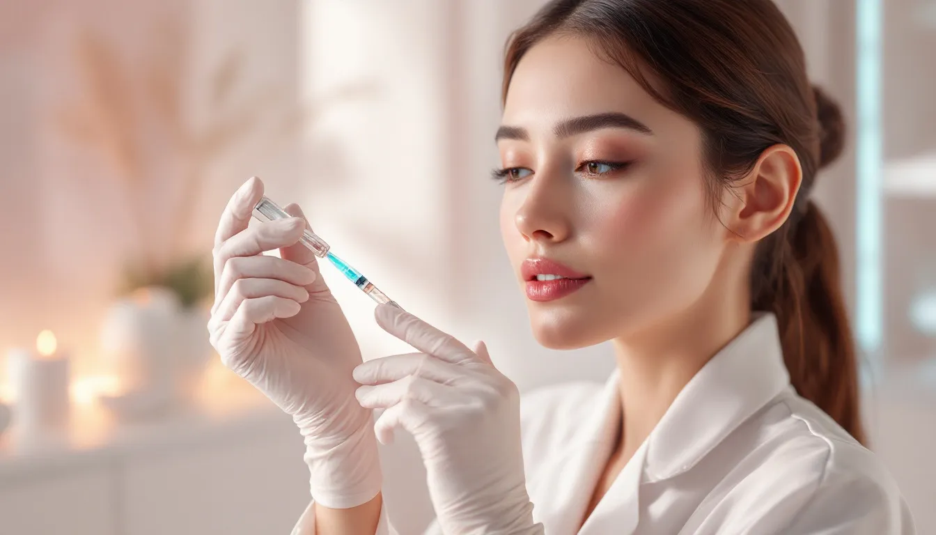 A healthcare professional demonstrating the safe administration of glow peptide injections.