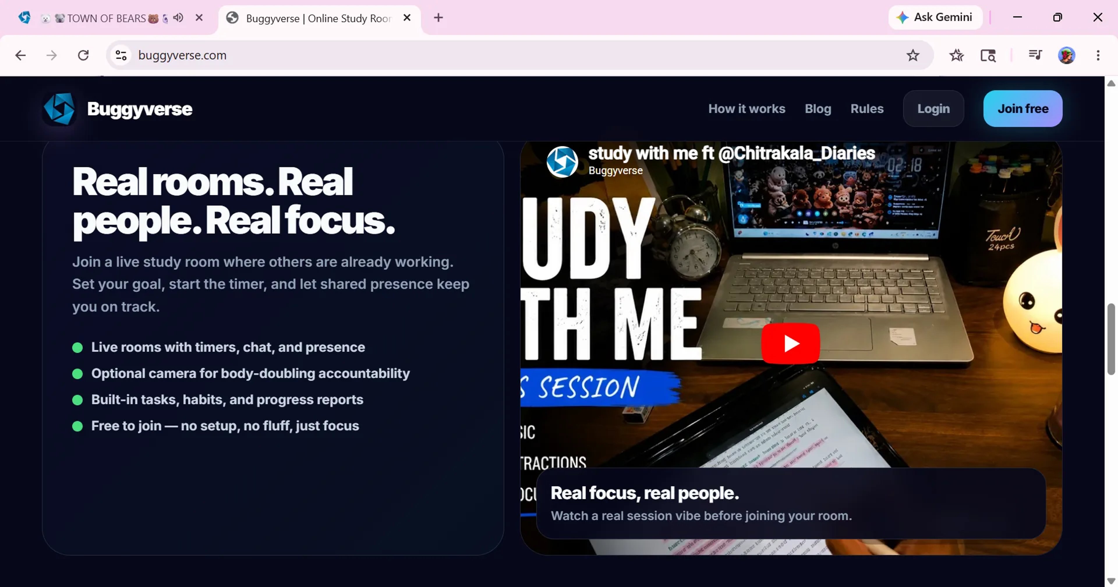 Buggyverse a platform that helps students focus better!!