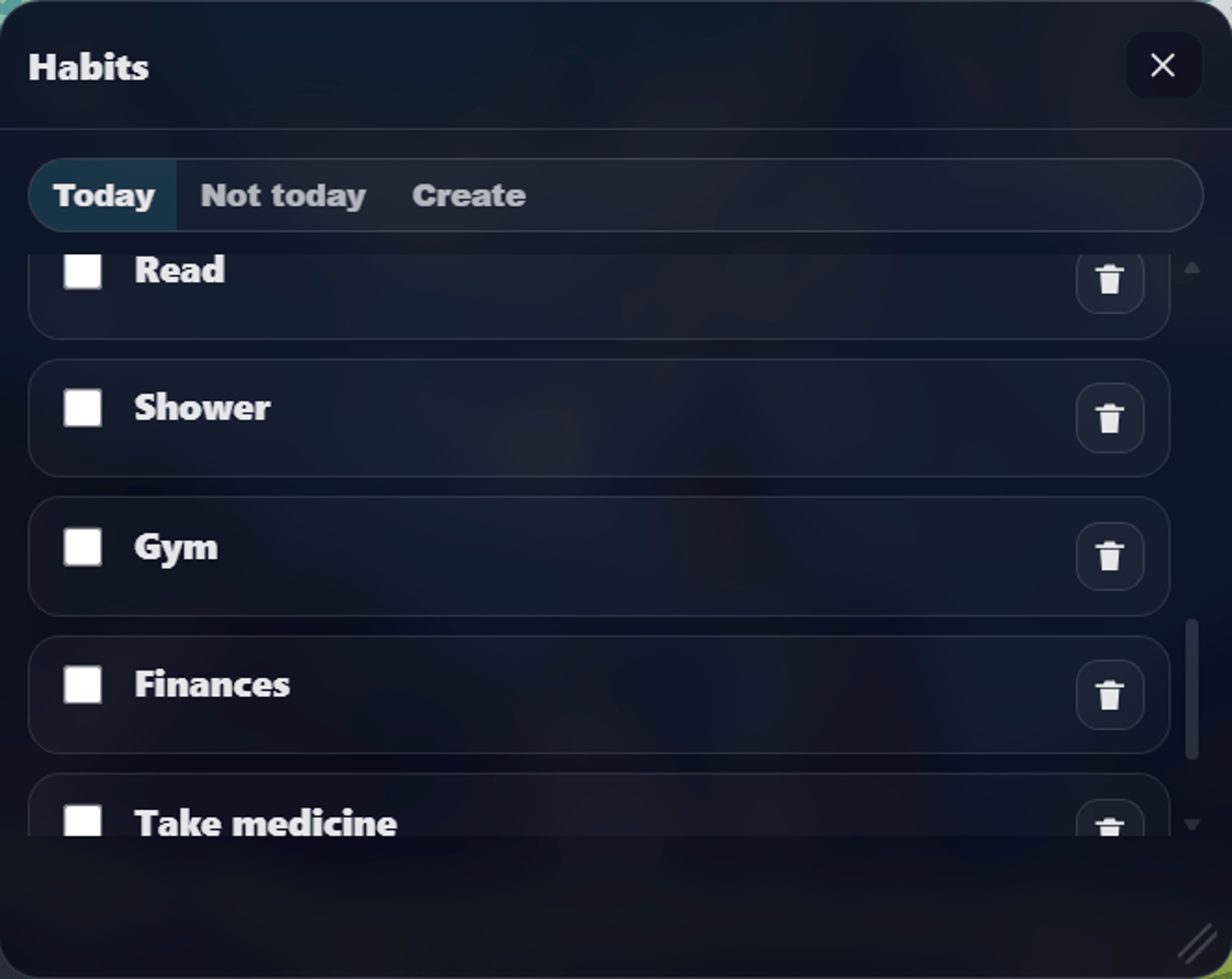Habits tracking module
