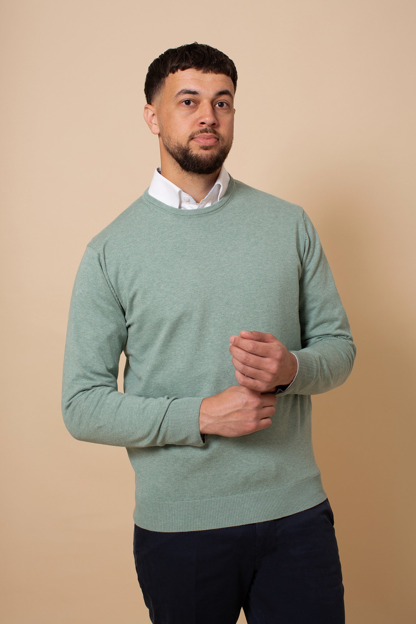 A wool shacket with presence and a Pima cotton crew that works harder than most. Two pieces designed for the colder months, made to keep earning their place in your wardrobe.