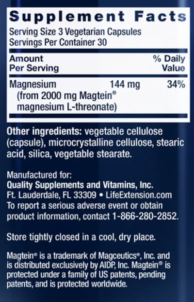 Life Extension Neuro-Mag Label