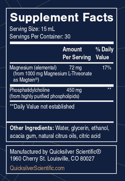 Quicksilver Scientific Liposomal Magnesium L-threonate label