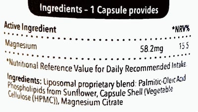 Balanced Liposomaal Magnesium Citraat etiket
