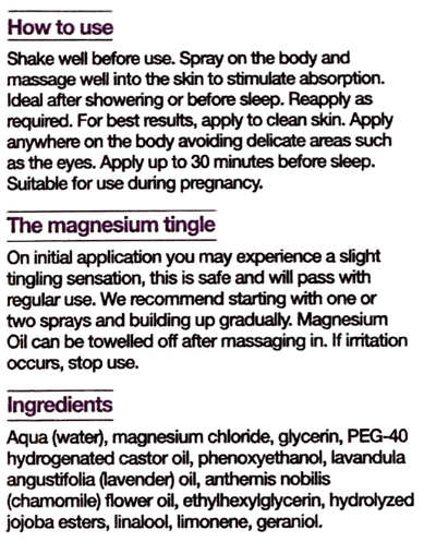 BetterYou Magnesium Sleep Body Spray - Etiket
