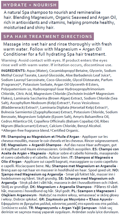 Sea Magik Shampoo Magnesium Argan Oil label