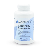Magnesium Tauraat met Viatmine B6. Capsules van 120 stuks.