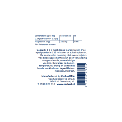 zechsal magnesium citraat poeder etiket