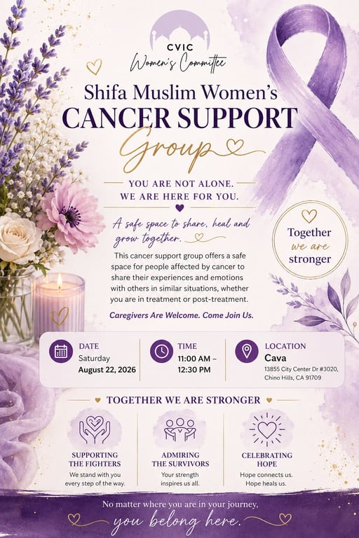 Shifa Muslim Womens' Cancer Support Group flyer