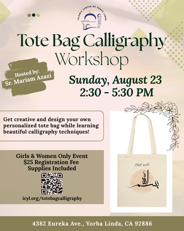 Tote bag Calligraphy workshop flyer