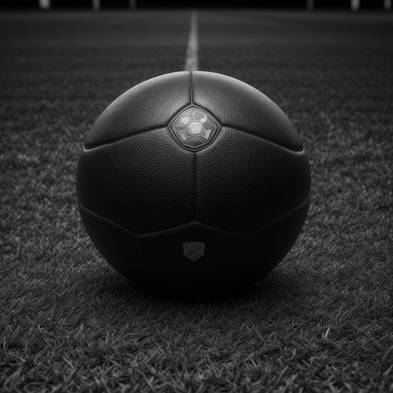 une photo en noir et blanc d' un ballon de soccer