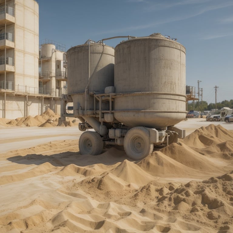 un tas de sable avec un camion à l' arrière