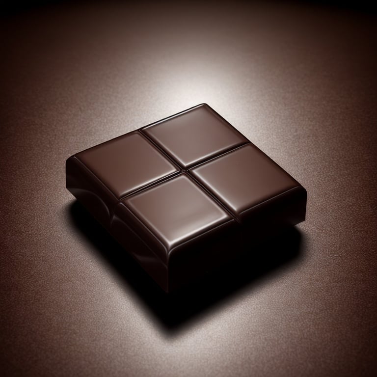 un morceau de chocolat est posé sur une surface sombre