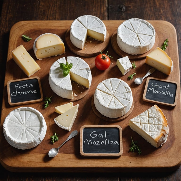 une variété de fromages est affichée sur une planche à découper en bois