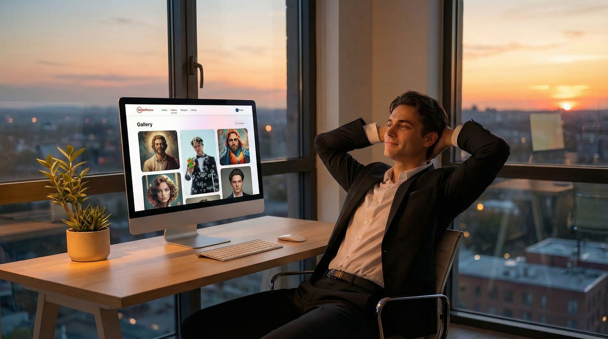 Cinematic Launch Sequence for BetterPicture AI App — shot 6 of 6