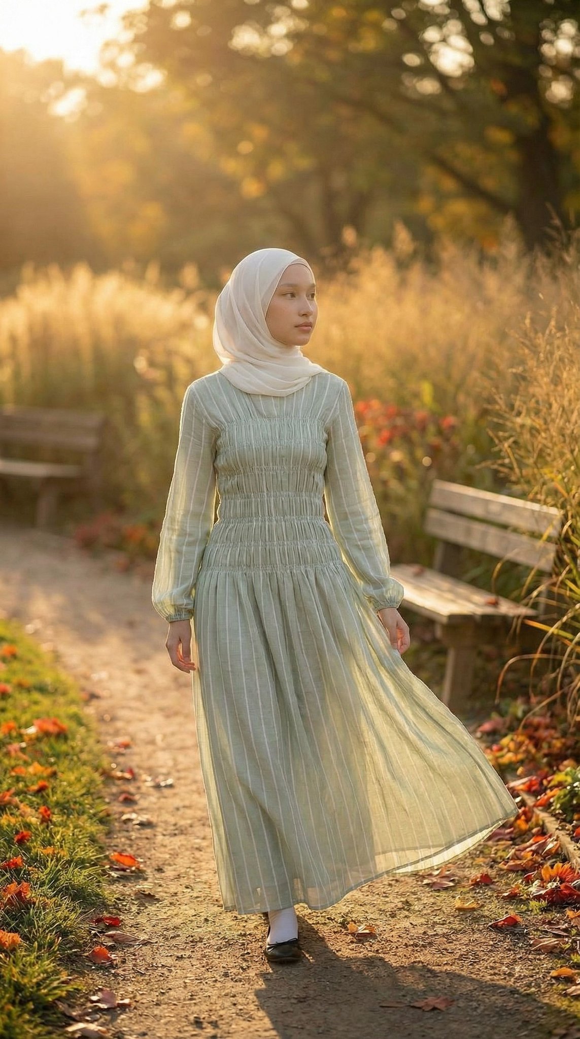 Sage Serenity: Cinematic Journey of the New Dress Blouse — shot 2 of 6