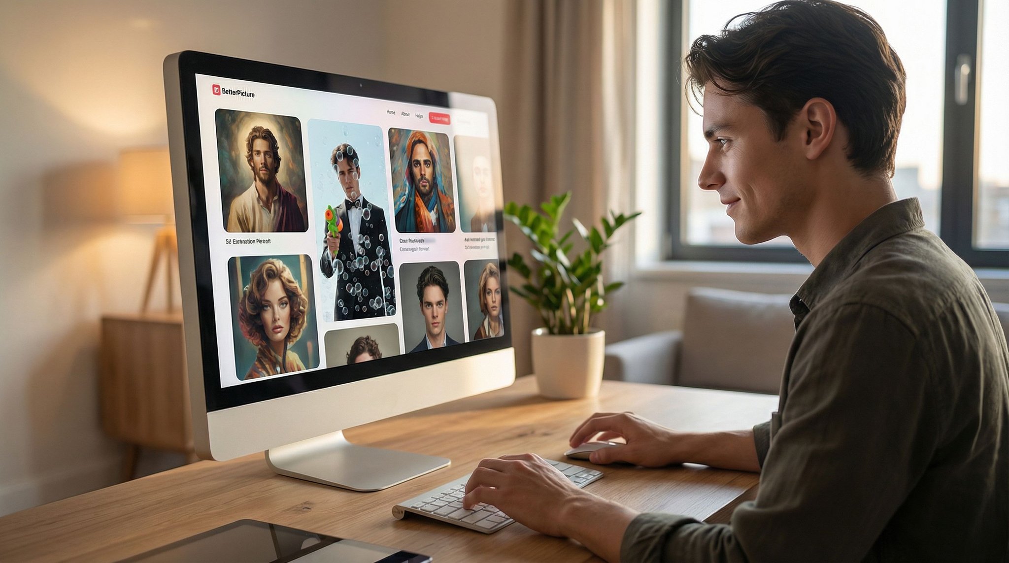 Cinematic Launch Sequence for BetterPicture AI App — shot 4 of 6