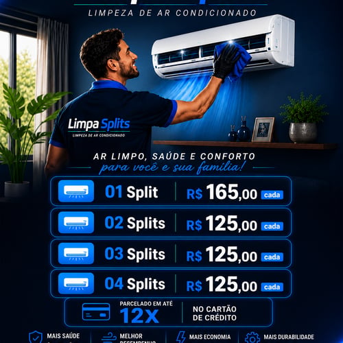 Ilustração da Limpa Splits: higienização de ar-condicionado split em Cuiabá e Várzea Grande