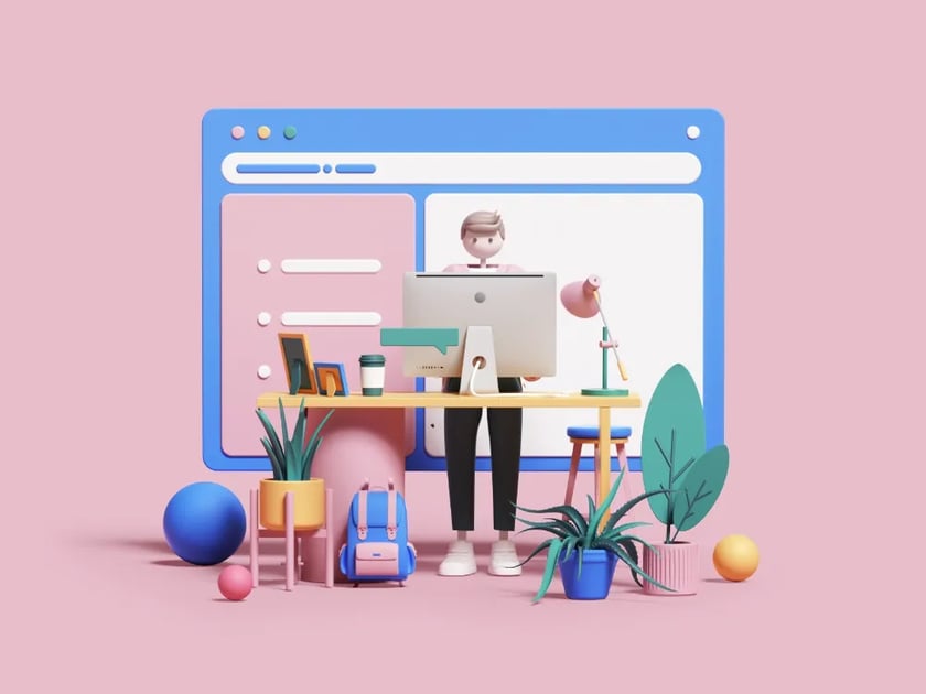 3D illustration representing web design.